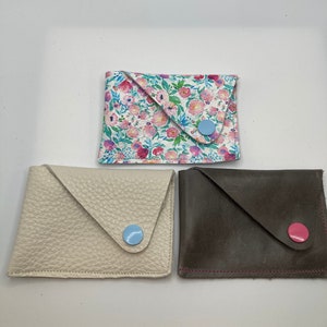 Handmade Leather Business Card Holder, Credit Card Holder, Small Wallet with Snap Flap