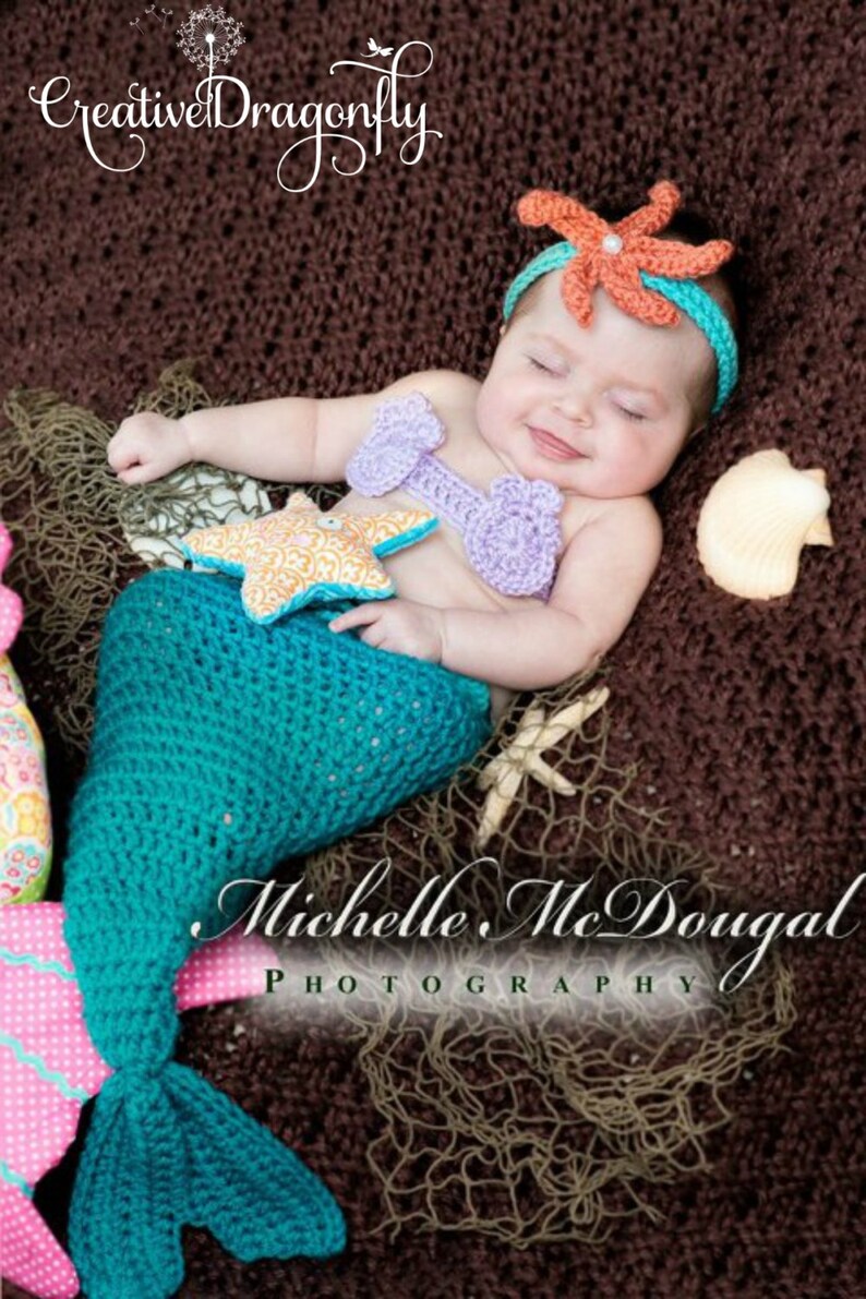 Newborn Mermaid Tail Halloween Costume 03 Month Baby Girl Etsy