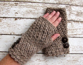 Fingerless Glove Crochet Pattern: Buttoned Wrist Warmers (Digital Download)