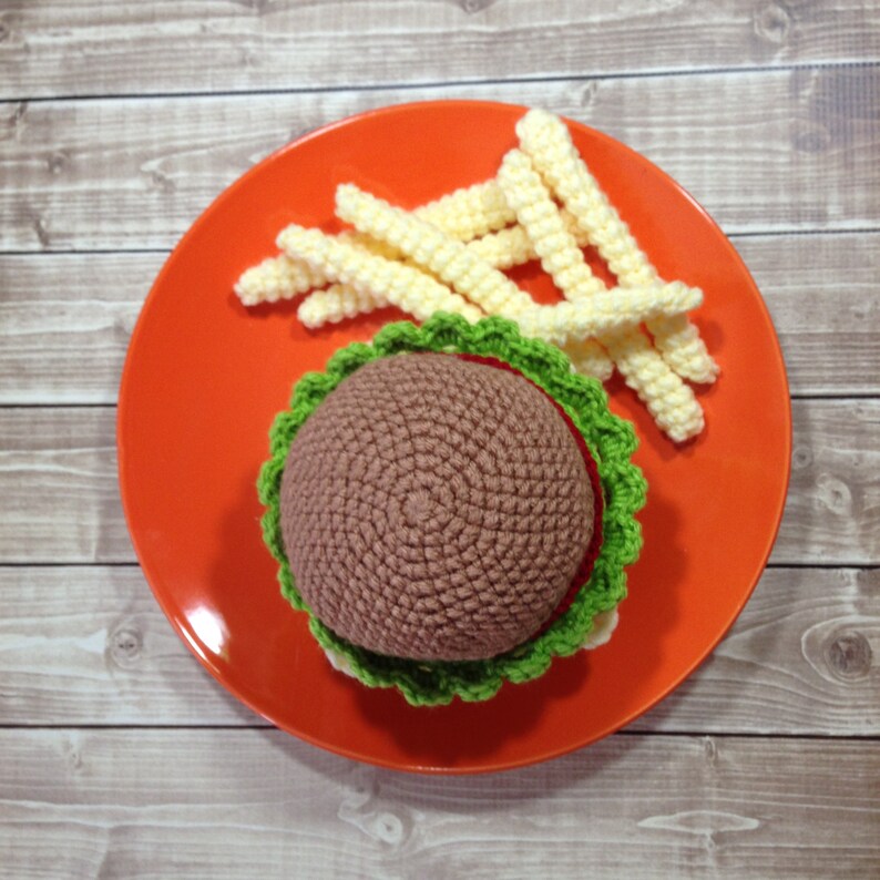 Plush Play Food Imaginary Play Hamburger Hot Dog and Breakfast Pretend Food