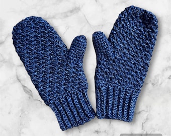 Blue Winter Mittens, Fast Shipping