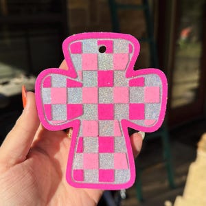 Checkered cross Car Freshie | Freshie | Car accessories | Cross |