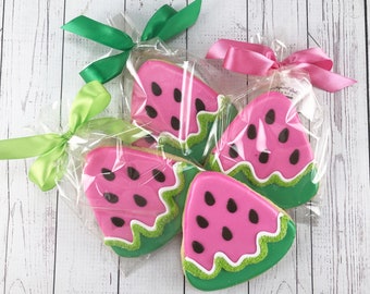 Watermelon Cookies (4" size, bowed) - Ships 4/30/24 or will Delay up to 10 weeks per your Need by Date - FREE Shipping