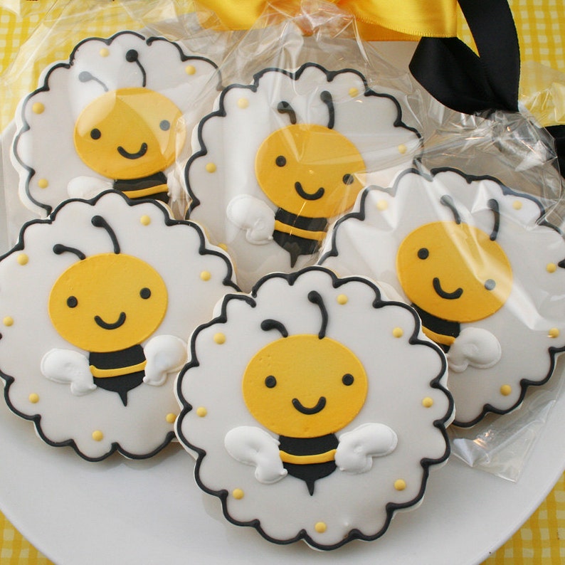 1 Doz Bumble Bee Sugar Cookie Favors Baby Bee Shower What Etsy