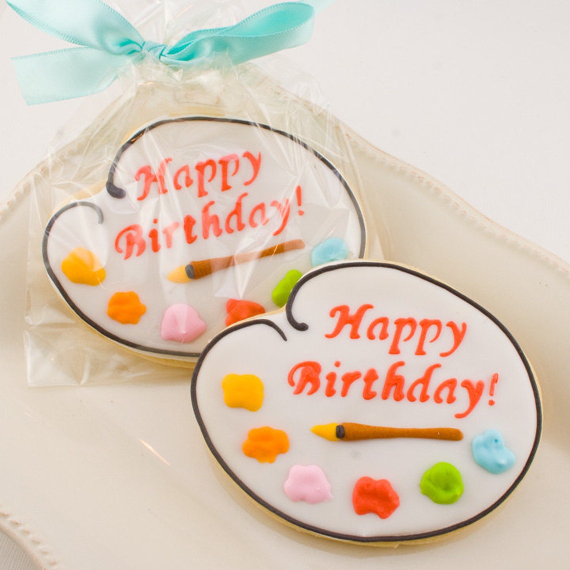 Art Palette Cookies 4 Size Bowed Art Party Favors Etsy