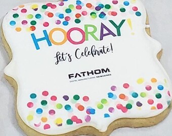 Corporate Event Logo Cookies - 3.5" each - choose shape & packaging - Next Ship Date is 4/3 or for Pre-Ordering up to 12 weeks