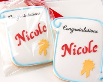 Graduation Cookies (4" size, bowed) - Ships 5/17/24 or will Delay up to 10 weeks per your Need by Date - FREE Shipping