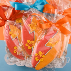 Surfboard Cookies 4 size, bowed Ships 5/7/24 or will Delay up to 10 weeks per your Need by Date FREE Shipping image 1