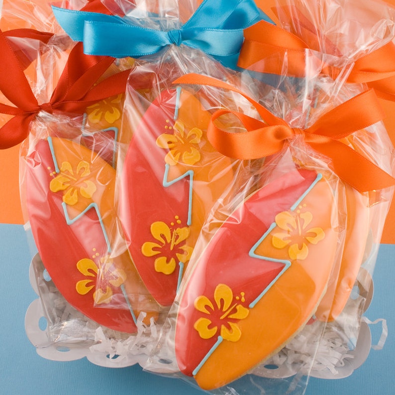 Surfboard Cookies 4 size, bowed Ships 5/7/24 or will Delay up to 10 weeks per your Need by Date FREE Shipping image 1