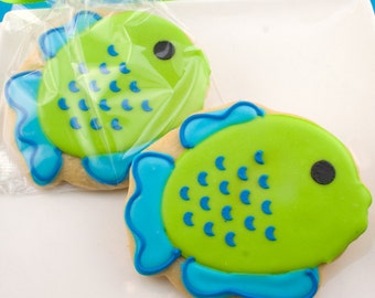 Fish Cookies (4" size, bowed) - Ships 5/17/24 or will Delay up to 10 weeks per your Need by Date - FREE Shipping
