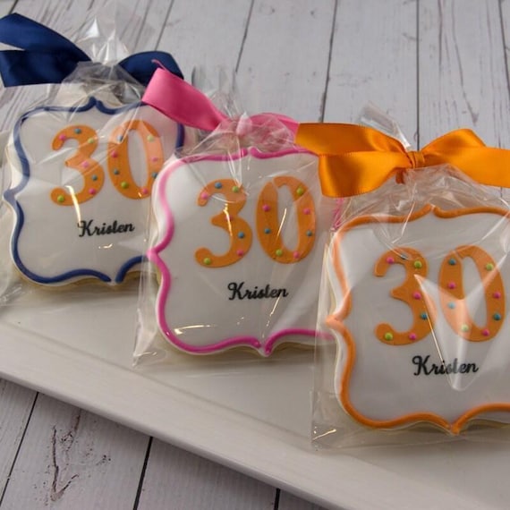 Birthday Cookies (3.75" size, bowed) - Next Ship Date is 8/21 or for Pre-Ordering up to 12 weeks - SHIPPING INCLUDED