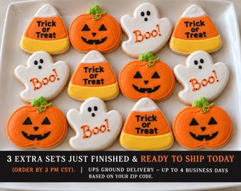 Halloween Cookies SHIPS TODAY!  — 3 Designs, Individually Sealed (Optional Bows)