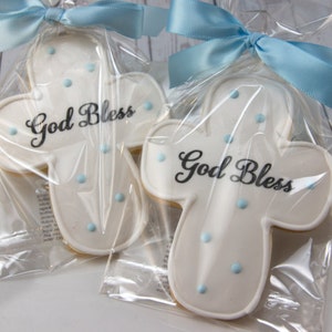 Personalized Cross Cookies 4 size, bowed Ships 5/7/24 or will Delay up to 10 weeks per your Need by Date FREE Shipping image 5