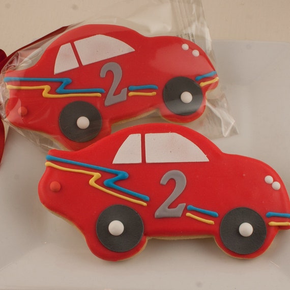 Race Car Cookies - 12 Decorated Sugar Cookie Favors Il_570xn