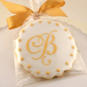 Monogrammed Cookies (3.75" size, bowed) - Ships 4/2/24 or will Delay up to 10 weeks per your Need by Date - FREE Shipping