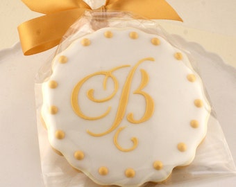 Monogrammed Cookies (3.75" size, bowed) - Ships 4/23/24 or will Delay up to 10 weeks per your Need by Date - FREE Shipping