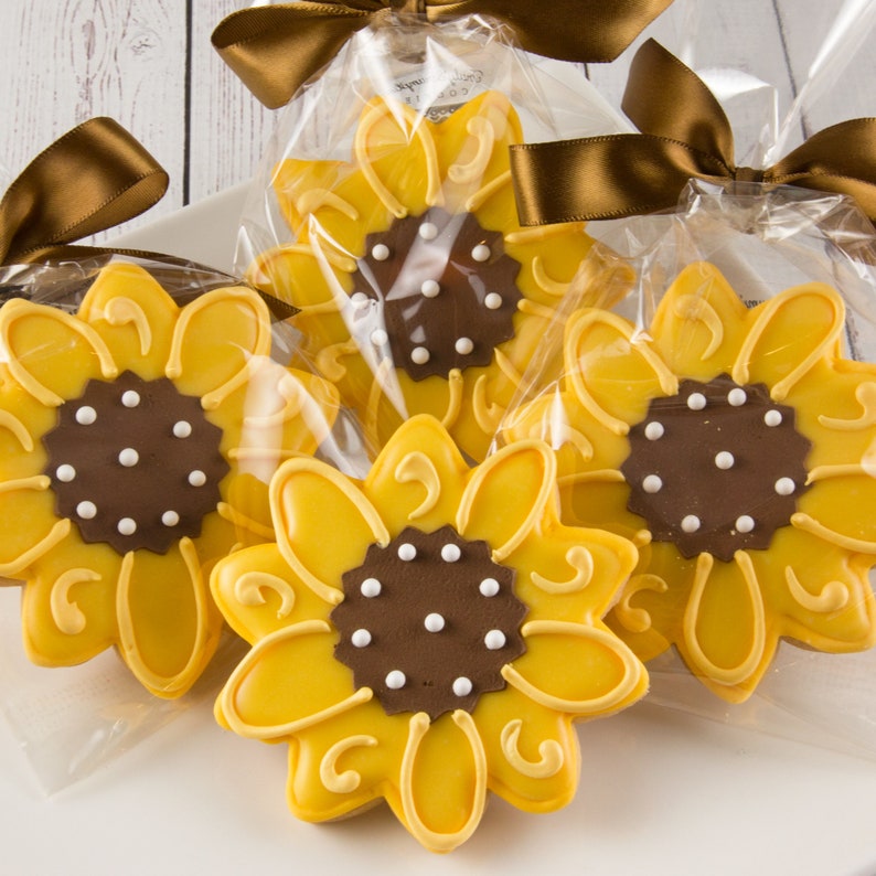Sunflower Cookies 4 size, bowed Ships 4/23/24 or will Delay up to 10 weeks per your Need by Date FREE Shipping image 5