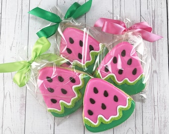 Watermelon Cookies (4" size, bowed) - Next Ship Date is 4/3 or for Pre-Ordering up to 12 weeks - SHIPPING INCLUDED