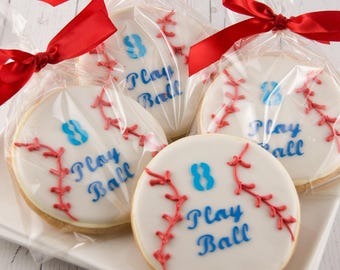 Baseball Cookies (4" size, bowed) - Next Ship Date is 5/19 or for Pre-Ordering up to 12 weeks - SHIPPING INCLUDED