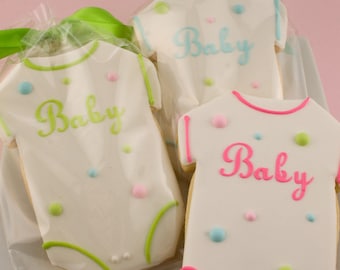 Baby Shower Cookies (4" size, bowed) - Ships 4/2/24 or will Delay up to 10 weeks per your Need by Date - FREE Shipping