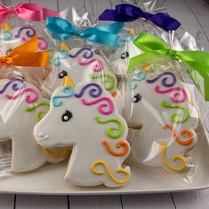 Unicorn Cookies (4&quot; size, bowed) - Next Ship Date is 9/5/25 or can delay  up to 8 weeks out - SHIPPING INCLUDED