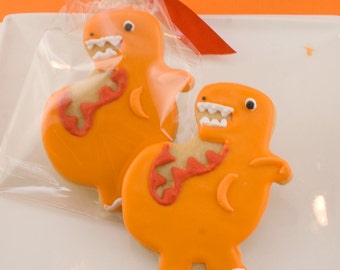 Dinosaur T-Rex Cookies (4" size, bowed) - Ships 5/17/24 or will Delay up to 10 weeks per your Need by Date - FREE Shipping