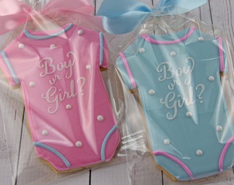 Gender Reveal Cookies (4" size, bowed) - Ships 4/23/24 or will Delay up to 10 weeks per your Need by Date - FREE Shipping