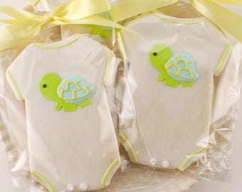 Baby Shower Turtle Cookie Favors (4"), arrive sealed & bowed - Next Ship Date is 4/3 or can defer up to 10 weeks - SHIPPING INCLUDED