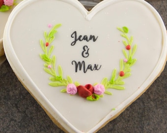 Wedding Cookies, Personalized (4" size, bowed) - Next Ship Date is 4/3 or for Pre-Ordering up to 12 weeks - SHIPPING INCLUDED