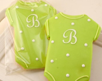 Monogrammed Baby Shower Cookies (4" size, bowed) - Next Ship Date is 4/3 or for Pre-Ordering up to 12 weeks - SHIPPING INCLUDED