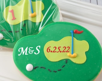 Golf Cookies, Personalized (4" size, bowed)  - Ships 5/7/24 or will Delay up to 10 weeks per your Need by Date - FREE Shipping