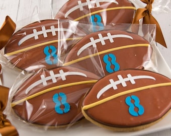 Football Cookies (4" size, bowed) - Next Ship Date is 4/3 or for Pre-Ordering up to 12 weeks - SHIPPING INCLUDED