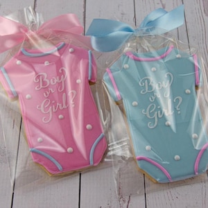 Gender Reveal Cookies (4&quot; size, bowed) - Next Ship Date is 8/29/25 or can delay  up to 8 weeks out - SHIPPING INCLUDED