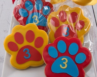 Paw Print Cookies (4" size, bowed) - Next Ship Date is 5/19 or for Pre-Ordering up to 12 weeks - SHIPPING INCLUDED