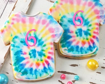 Tie Dye Cookies (4" size, bowed) - Ships 8/19/22 or can Delay 1 to 10 weeks per your Need by Date - FREE Shipping