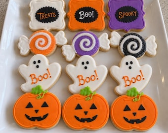 Halloween Cookies — 4 Designs, Individually Sealed (Optional Bows)