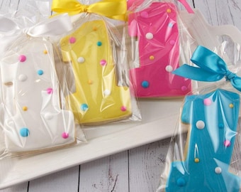 Birthday Cookies Ages 1-9, Not Personalized (4", bowed) - Next Ship Date is 4/3 or for Pre-Ordering up to 12 weeks - SHIPPING INCLUDED