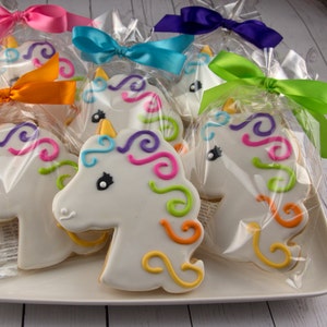 Unicorn Cookies (4" size, bowed) - Ships 4/30/24 or will Delay up to 10 weeks per your Need by Date - FREE Shipping