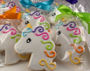 Unicorn Cookies (4" size, bowed) - Ships 7/7/23 or will Delay up to 10 weeks for your Need by Date - FREE Shipping