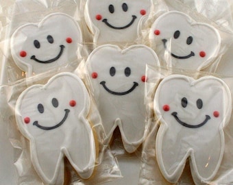 Tooth Cookies (4" size, bowed) - Next Ship Date is 4/3 or Pre-Order up to 12 weeks - SHIPPING INCLUDED
