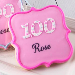 Birthday Cookies, Personalized (4&quot; size, bowed) -Next Ship Date is 9/17/25 or can delay  up to 8 weeks out - SHIPPING INCLUDED