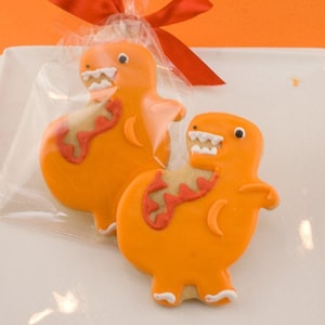 Dinosaur T-Rex Cookies (4&quot; size, bowed) - Next Ship Date is 9/2/25 or can delay up to 8 weeks out - SHIPPING INCLUDED
