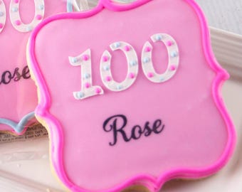 Birthday Cookies, Personalized (4" size, bowed) -Next Ship Date is 5/29 or for Pre-Ordering up to 12 weeks - SHIPPING INCLUDED