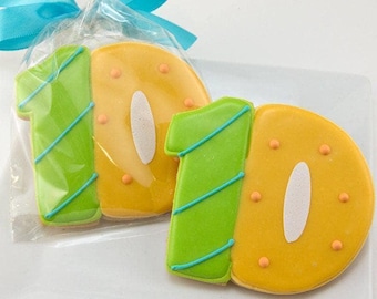 Birthday Cookies, Double Digits (4" size, bowed) - Next Ship Date is 4/21 or for Pre-Ordering up to 12 weeks - SHIPPING INCLUDED