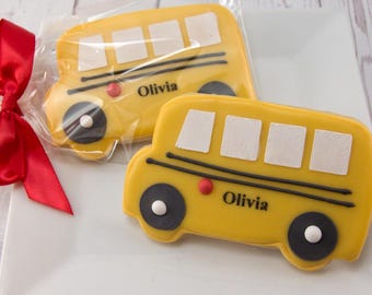 School Bus Cookies (4" size, bowed) - Next Ship Date is 6/23 or for Pre-Ordering up to 12 weeks - SHIPPING INCLUDED