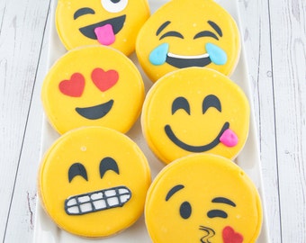 Emoji Cookies (3.75" size, bowed) - Ships 5/17/24 or will Delay up to 10 weeks per your Need by Date - FREE Shipping
