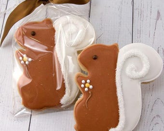 Squirrel Cookies (4&quot; size, bowed) - Next Ship Date is 9/5/25 or can delay  up to 8 weeks out - SHIPPING INCLUDED