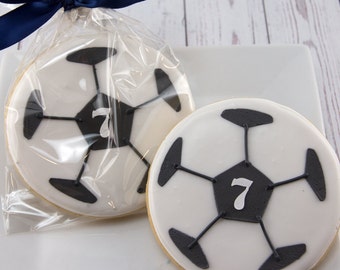 Soccer Ball Cookies (4" size, bowed) - Ships 5/3/24 or will Delay up to 10 weeks per your Need by Date - FREE Shipping