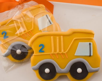 Dump truck Cookies (4" size, bowed) - Ships 2/27/24 or will Delay up to 10 weeks per your Need by Date - FREE Shipping