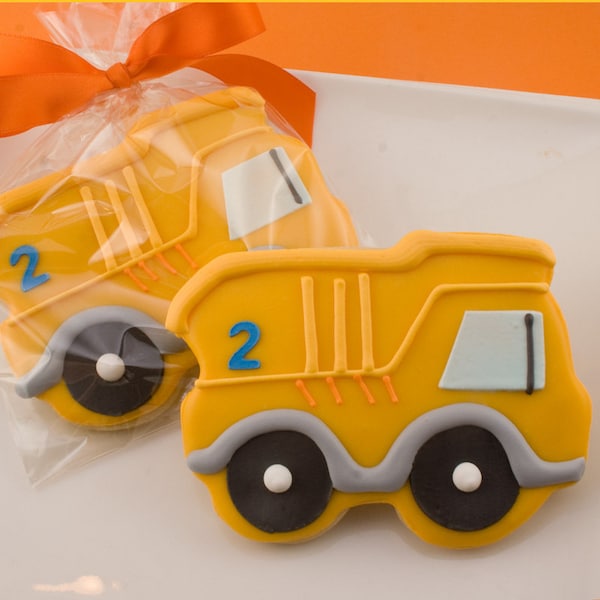 Dump truck Cookies (4" size, bowed) - Ships 5/7/24 or will Delay up to 10 weeks per your Need by Date - FREE Shipping